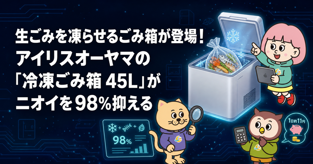 生ごみを凍らせるごみ箱が登場！アイリスオーヤマの「冷凍ごみ箱 45L」がニオイを98%抑える