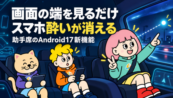 Android 17の「モーションアシスト」で、助手席のスマホ酔いを軽く。オンにする方法と使える機種