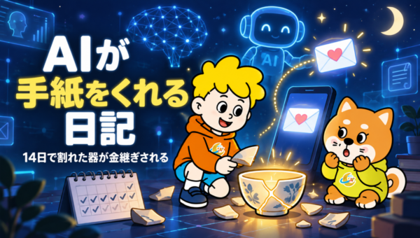 金継ぎジャーナル、ひとこと書くとAIから手紙みたいな返事がくる。14日ぶんで割れた器が金でつながる