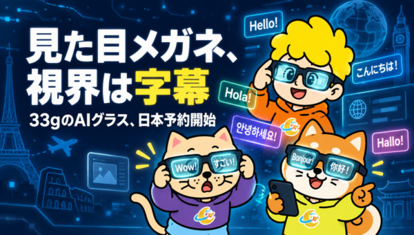 RayNeo iO、見た目はただのメガネ。かけると視界に55言語の字幕が流れる33gのAIグラス