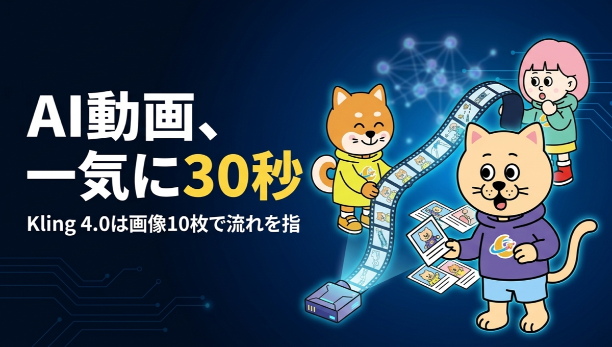 Kling 4.0、1回で最大30秒の動画を生成。画像10枚で場面の流れを決められ、4Kにも対応